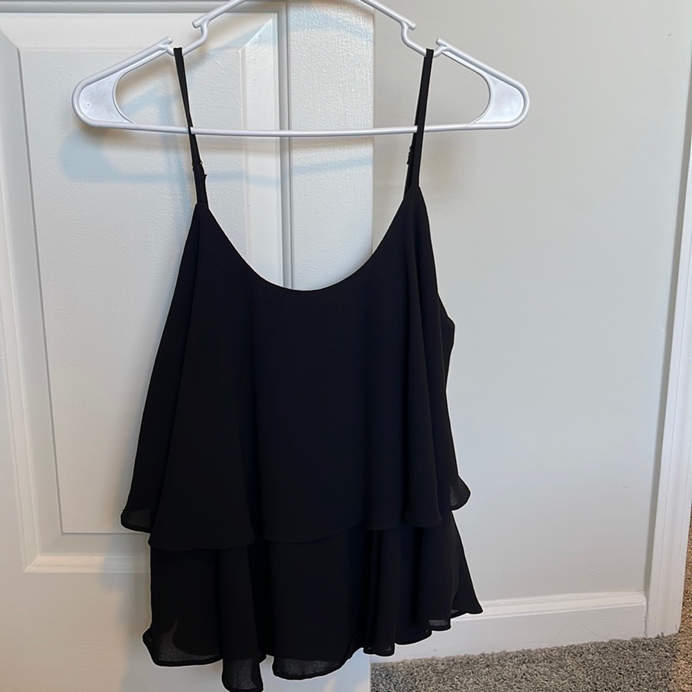 Black ruffled tank top